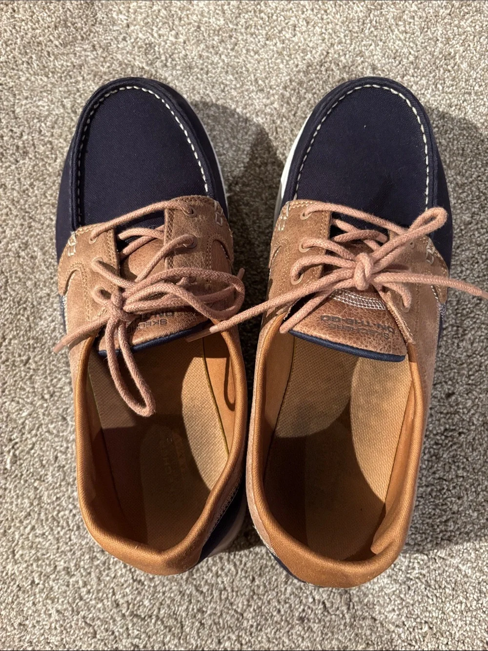 Skechers Two-Tone Navy and Brown Men's Boat Shoes
